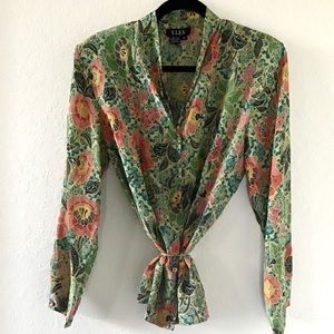 Vintage Flowered Silk Blouse